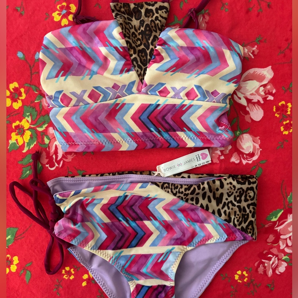 Bowie James Purple and Leopard Bikini
